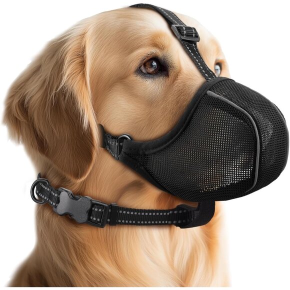 Dog Muzzle - Soft Breathable Mesh Nylon Adjustable Muzzle - Picture 1 of 6